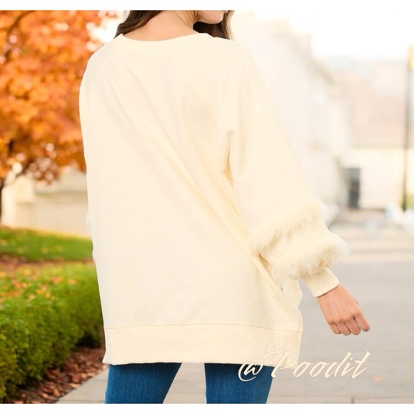 FANTASTIC FAWN feathered faux fur oversized pull over size S M L - Picture 2 of 8